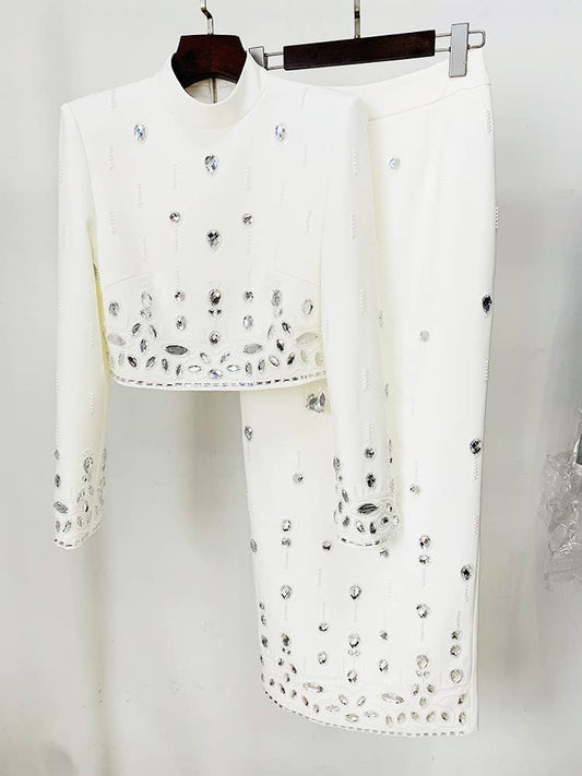 SET163 Elegant Beaded Diamond Two-Piece Set