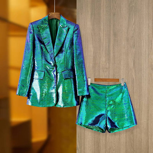 SET051£¨2£© Fushcia Sequin Radiance: Suit & Shorts Set