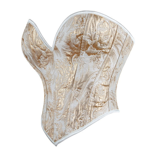 VE14 Strapless Gold Print Corset Top with Shaping Support