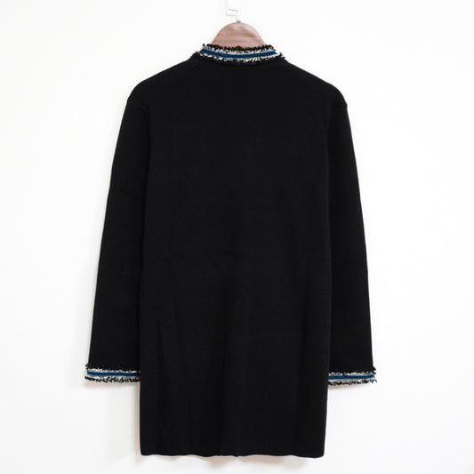 TP036 Blue Velvet Edge Knit Cardigan for Autumn/Winter