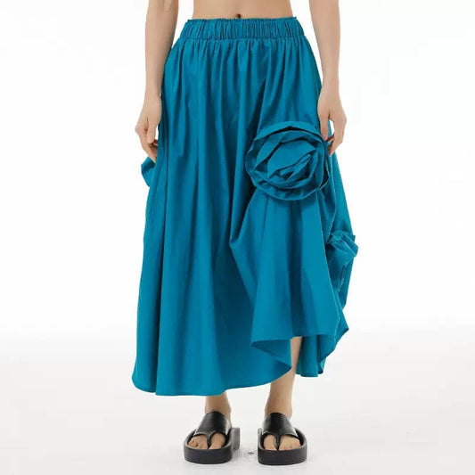 SK062 Spring/Summer Hot Irregular Skirt with 3D Flower Bud
