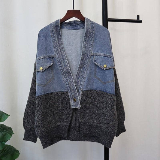 JK90 Chic Denim-Knit Women¡¯s Cardigan - Fall/Winter