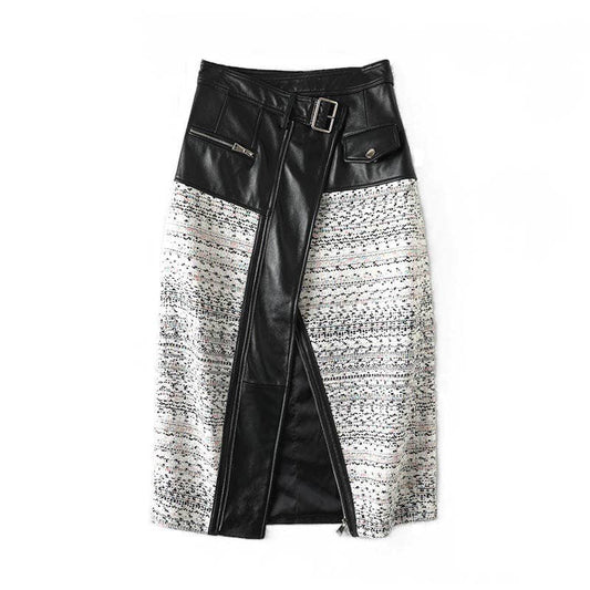 3L Handmade Sheepskin Tweed Jacket and Skirt Two-Piece Set