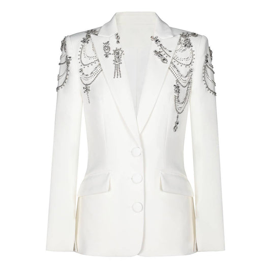 BL45Y Elegant Beaded Blazer for Women 2025 Spring Autumn