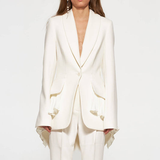 BL7-3 Elegant Pleated Hem Jacket - Spring/Autumn Chic