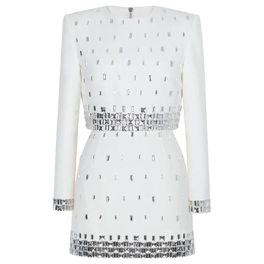 SET63Y Elegant Handmade Beaded Top and Mini Hip Skirt Suit