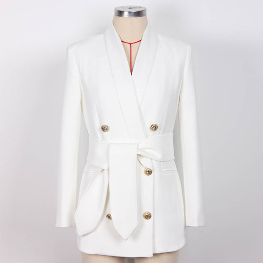 BL002L Blazer With Belt Women Slim Jackets Work Office Lady