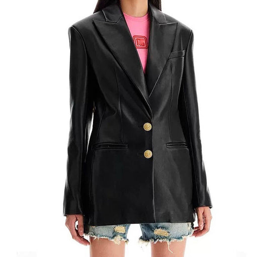 JK139Y PU Leather Slim Fit Blazer for Spring and Autumn