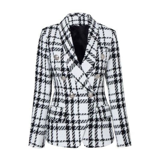 BL5-1 Classic Tweed Plaid Blazer - Timeless Elegance