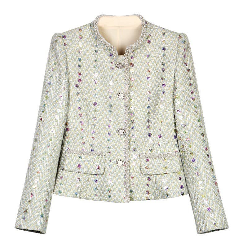 60Y Handmade Beaded Sequin Embellished Tweed Women¡¯s Jacket