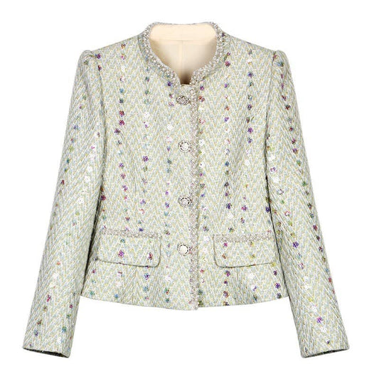 60Y Handmade Beaded Sequin Embellished Tweed Women¡¯s Jacket
