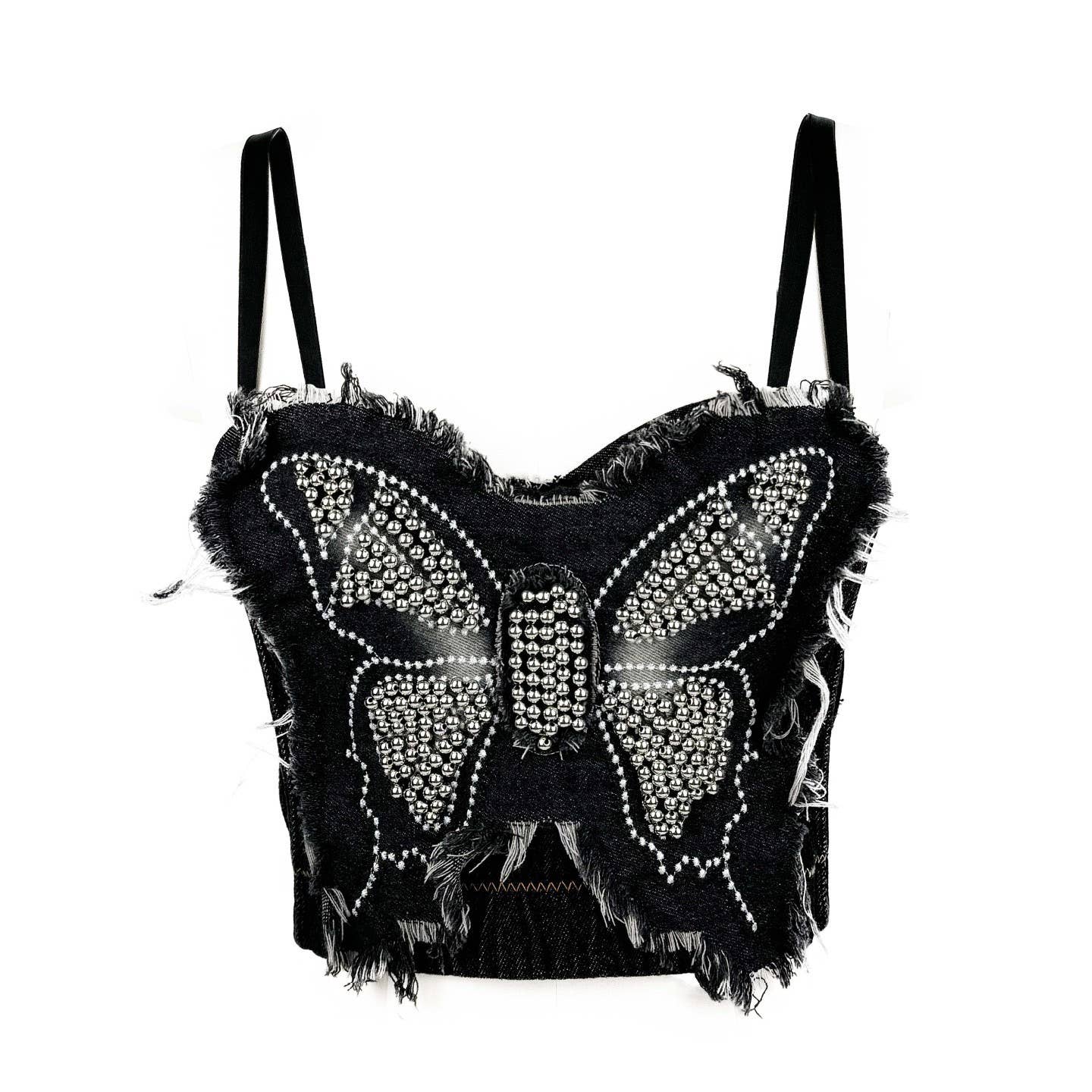 VE004 Chic Butterfly Beaded Corset-Style Tube Top