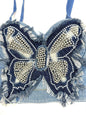 VE004 Chic Butterfly Beaded Corset-Style Tube Top