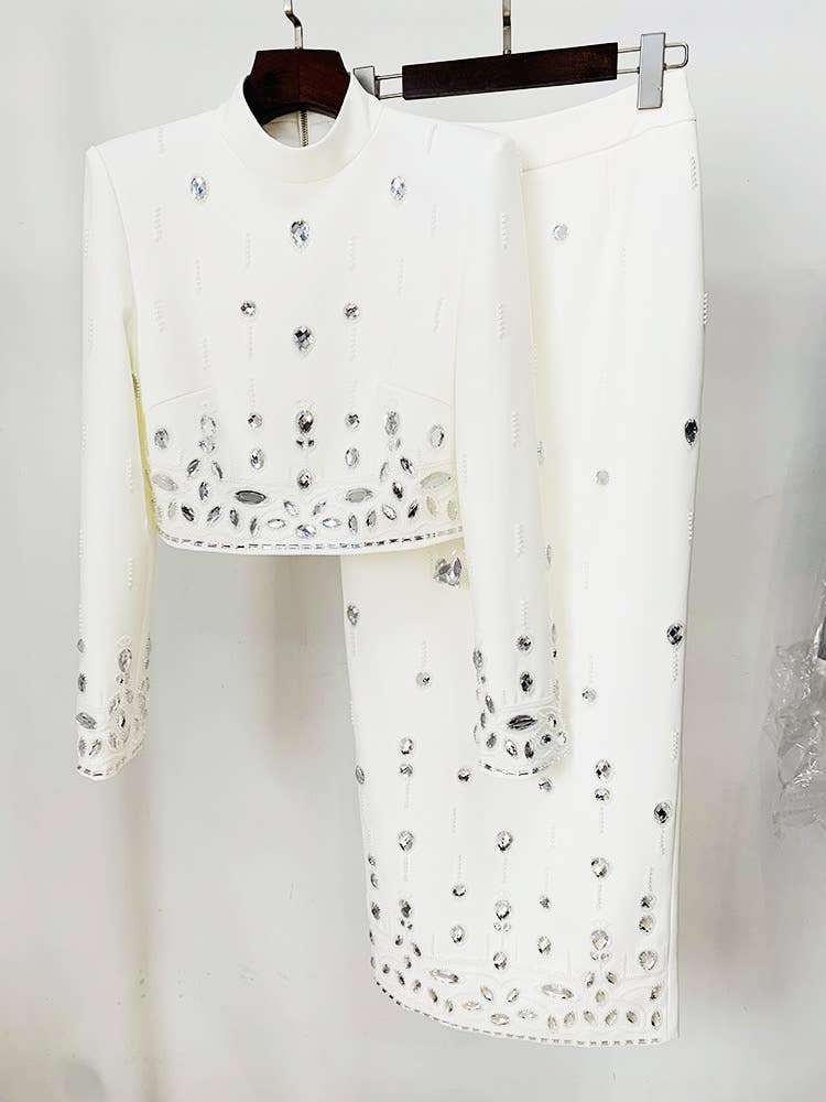 SET163 Elegant Beaded Diamond Two-Piece Set