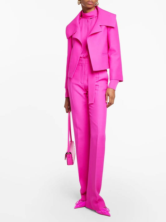 SET6-22 Chic Pink Short Jacket & Trousers Set
