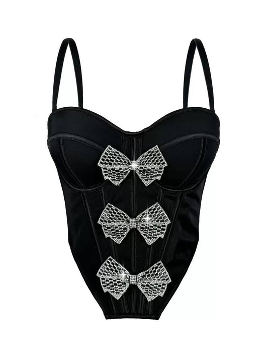 VE23Y Corset-Inspired Camisole with Glitter Bow Accents