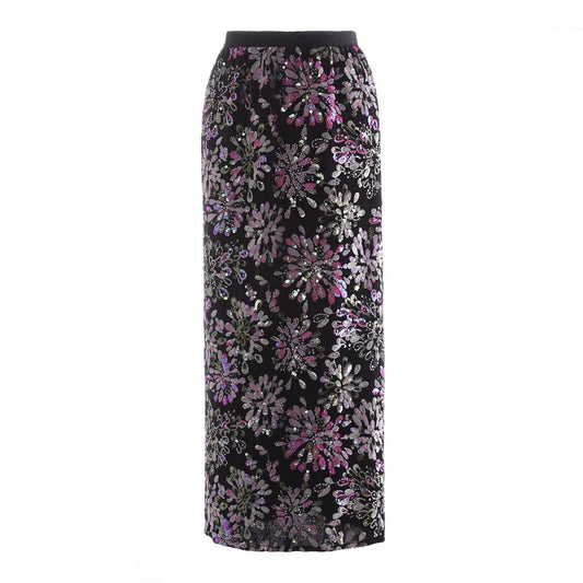 SK93Y 2026 Elegant Velvet Sequin Embroidered Pencil Skirt