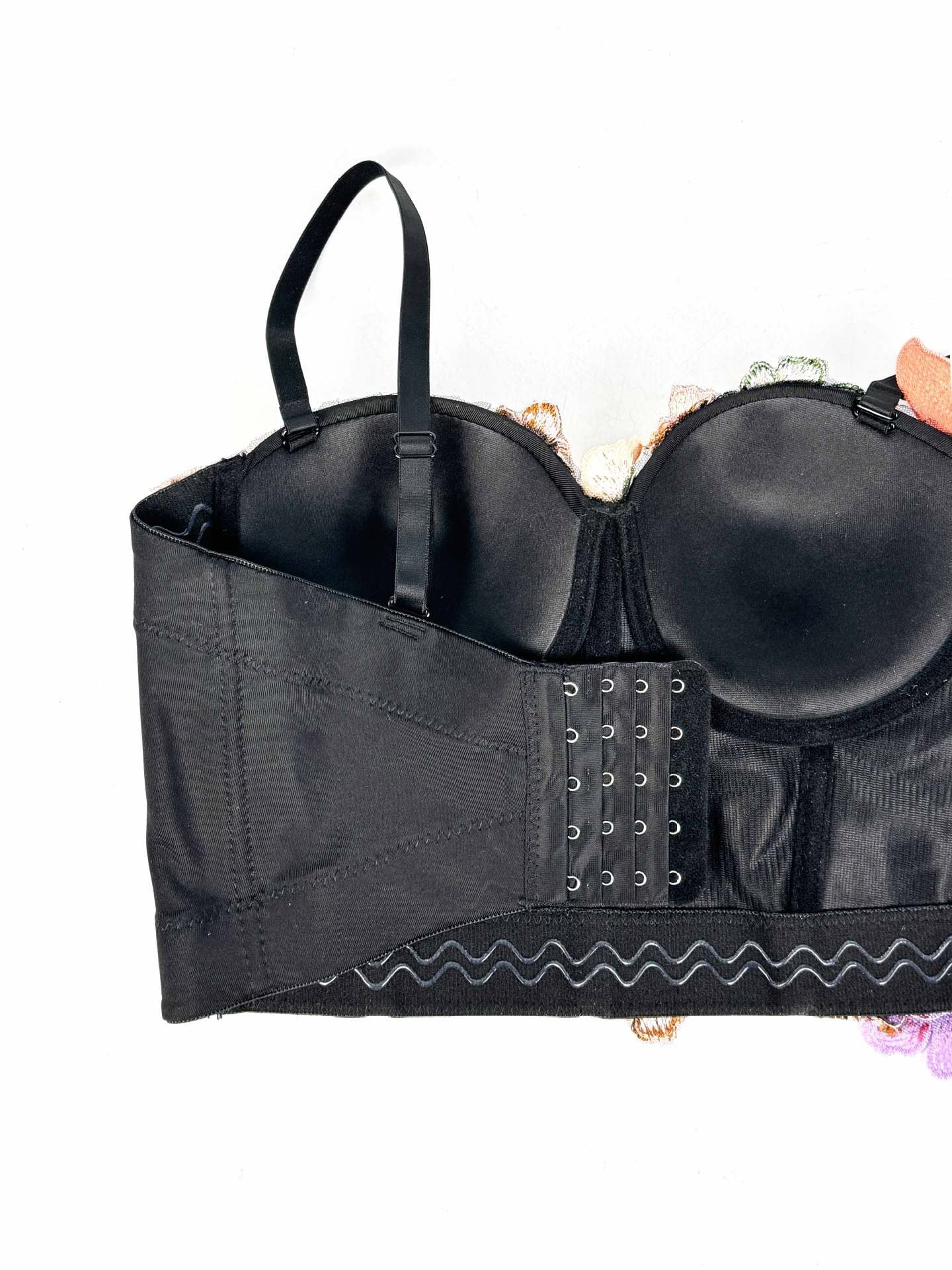 VE006Y Retro Floral Embroidered Tube Top Camisole with Bra