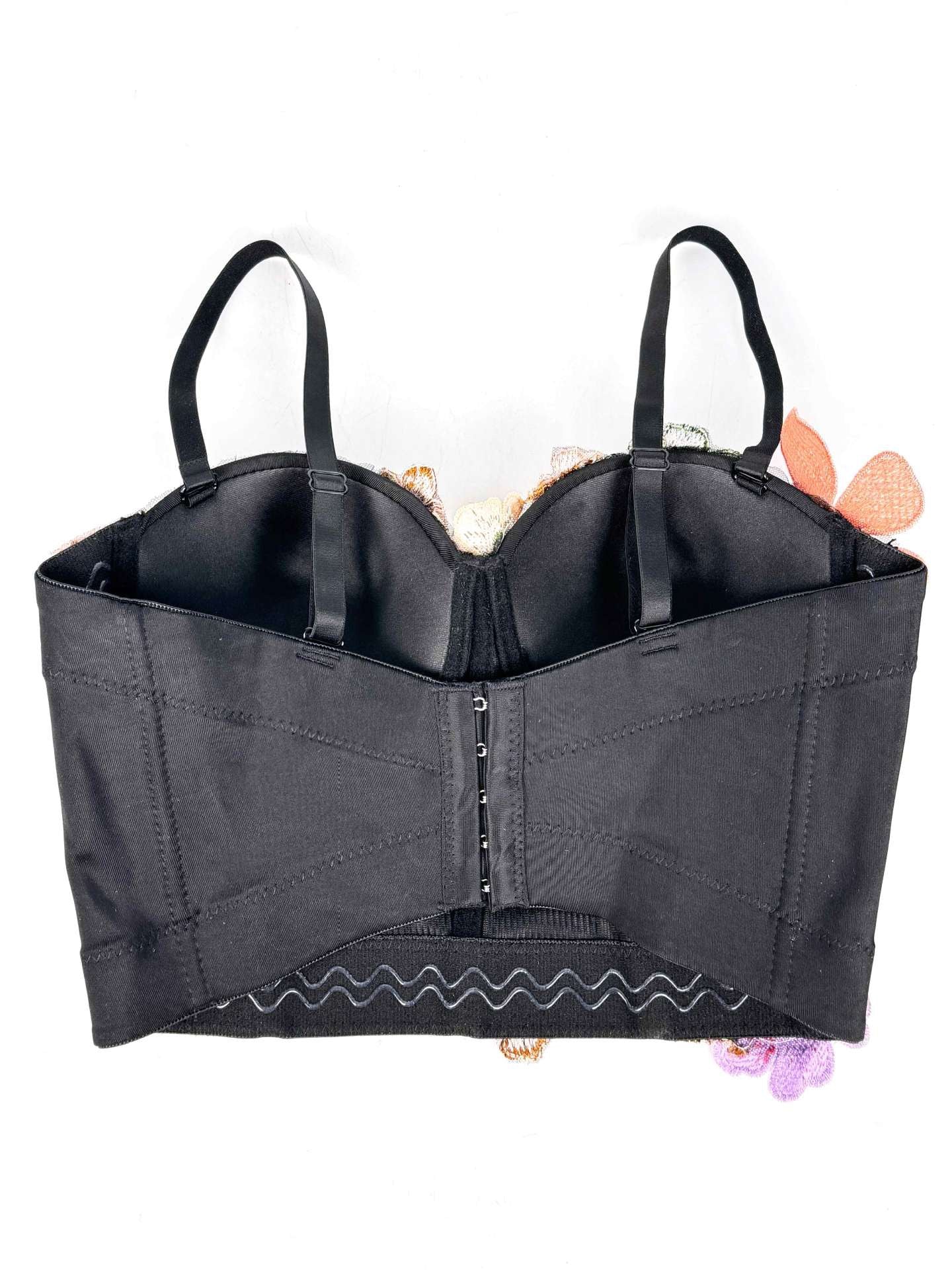 VE006Y Retro Floral Embroidered Tube Top Camisole with Bra