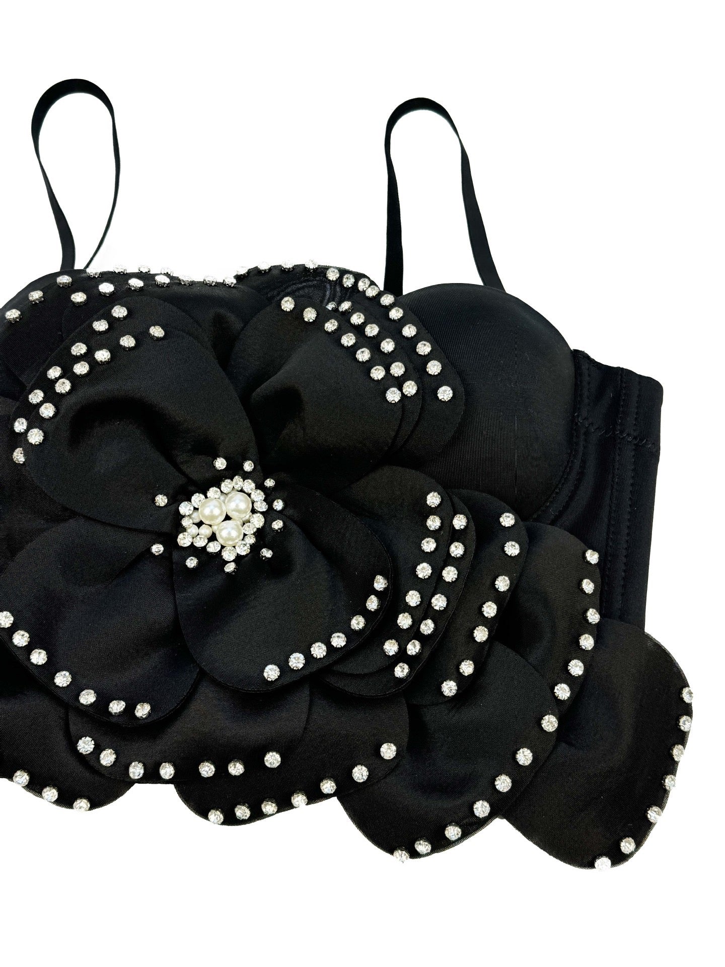 VE008 Elegant Multi-Layer Beaded Floral Herringbone Bra