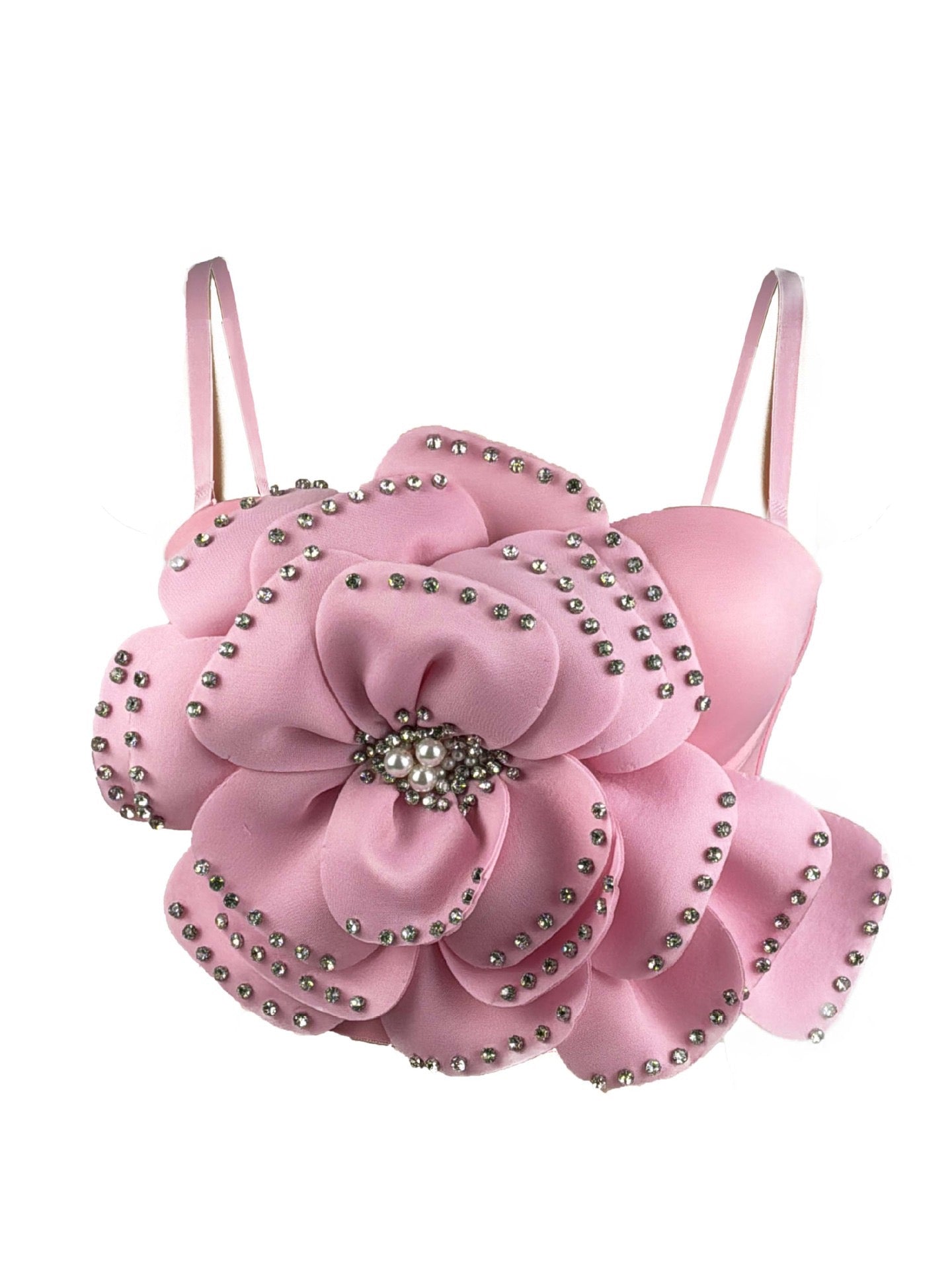 VE008 Elegant Multi-Layer Beaded Floral Herringbone Bra