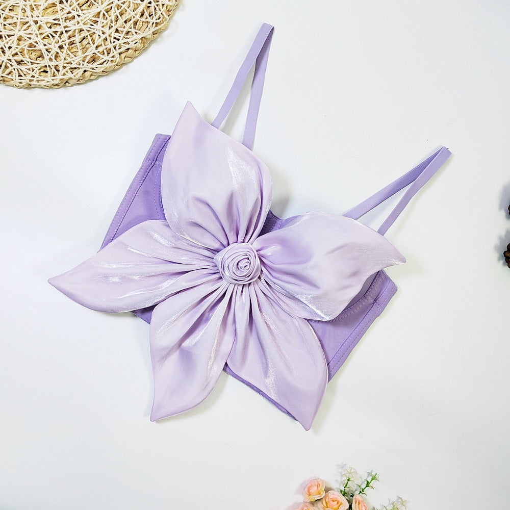 VE009Y Elegant Tube Top with 3D Bow & Floral Embellishments