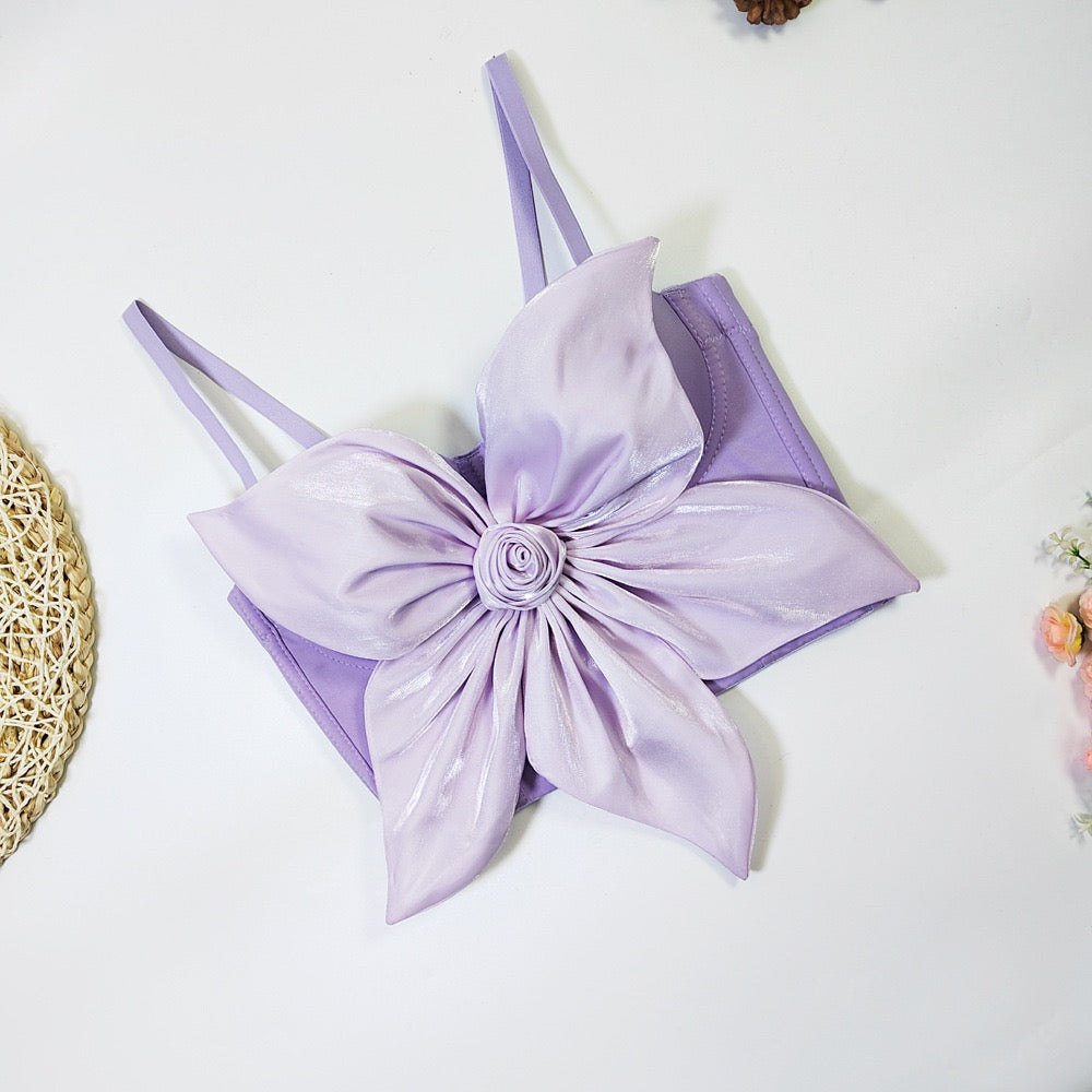 VE009Y Elegant Tube Top with 3D Bow & Floral Embellishments