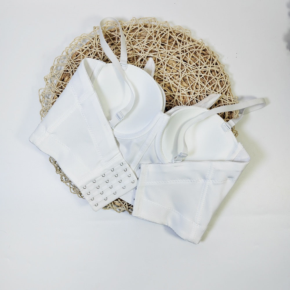 VE009Y Elegant Tube Top with 3D Bow & Floral Embellishments