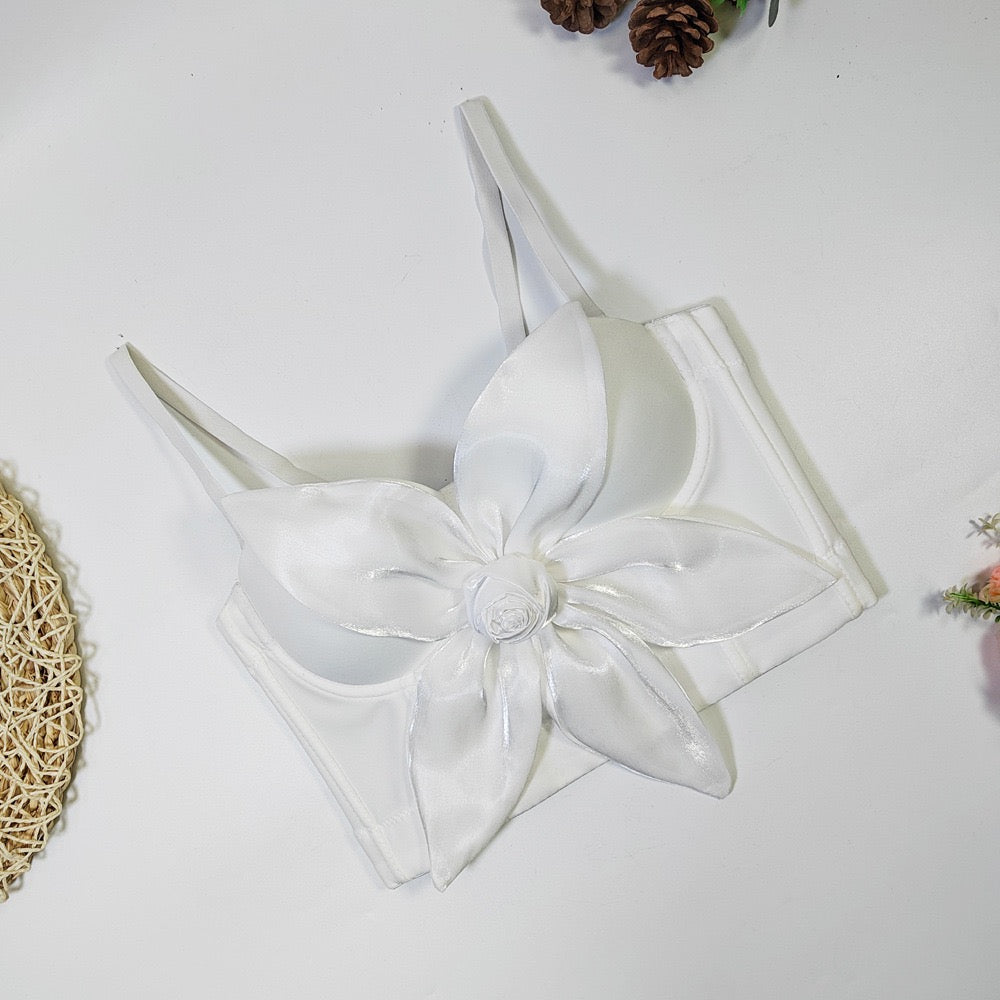 VE009Y Elegant Tube Top with 3D Bow & Floral Embellishments