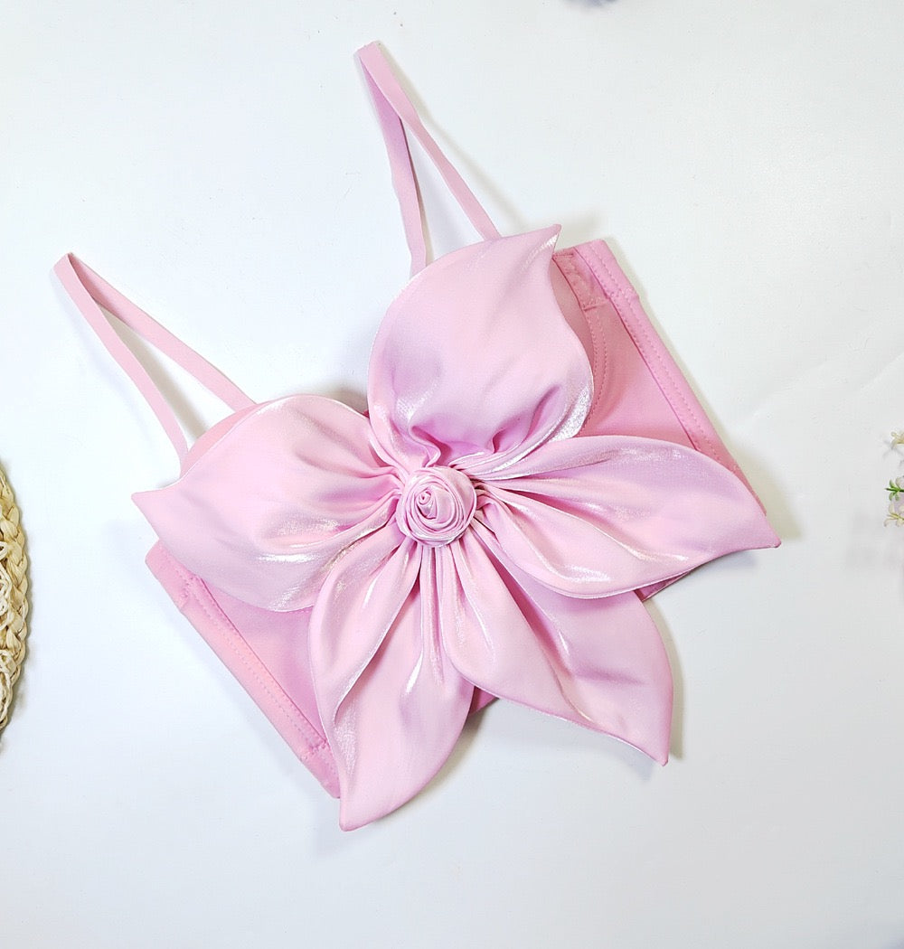 VE009Y Elegant Tube Top with 3D Bow & Floral Embellishments