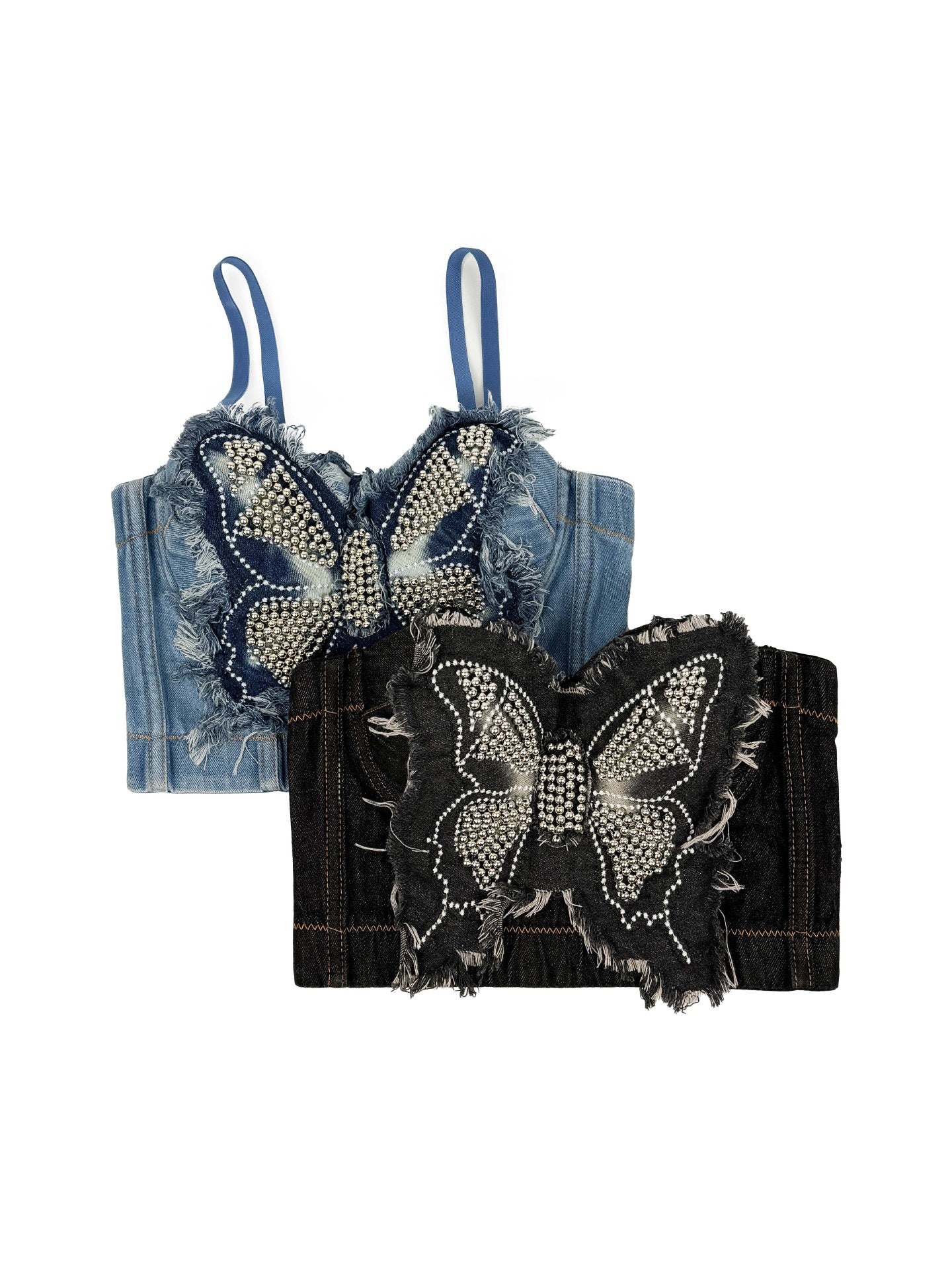 VE004 Chic Butterfly Beaded Corset-Style Tube Top