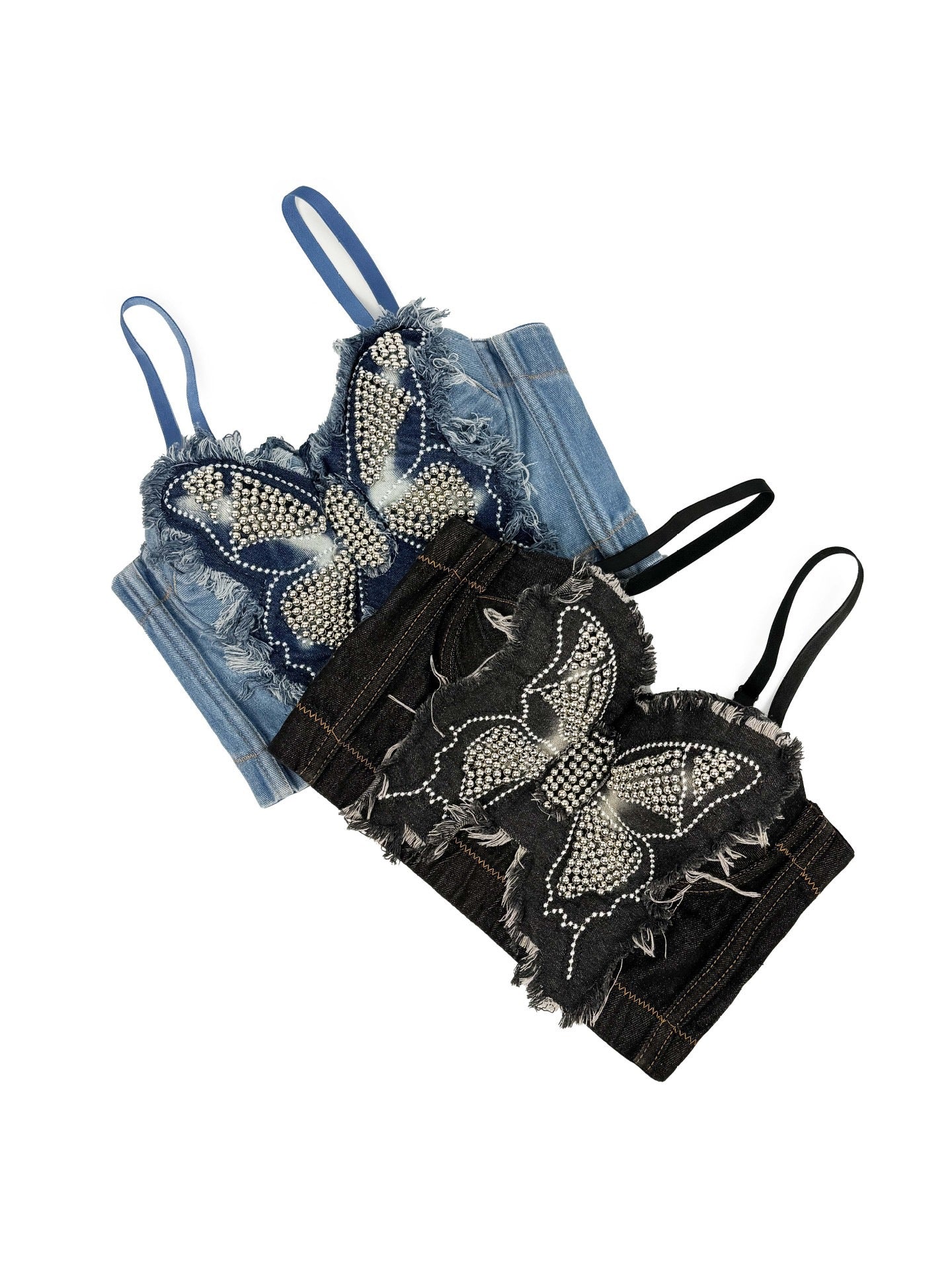VE004 Chic Butterfly Beaded Corset-Style Tube Top