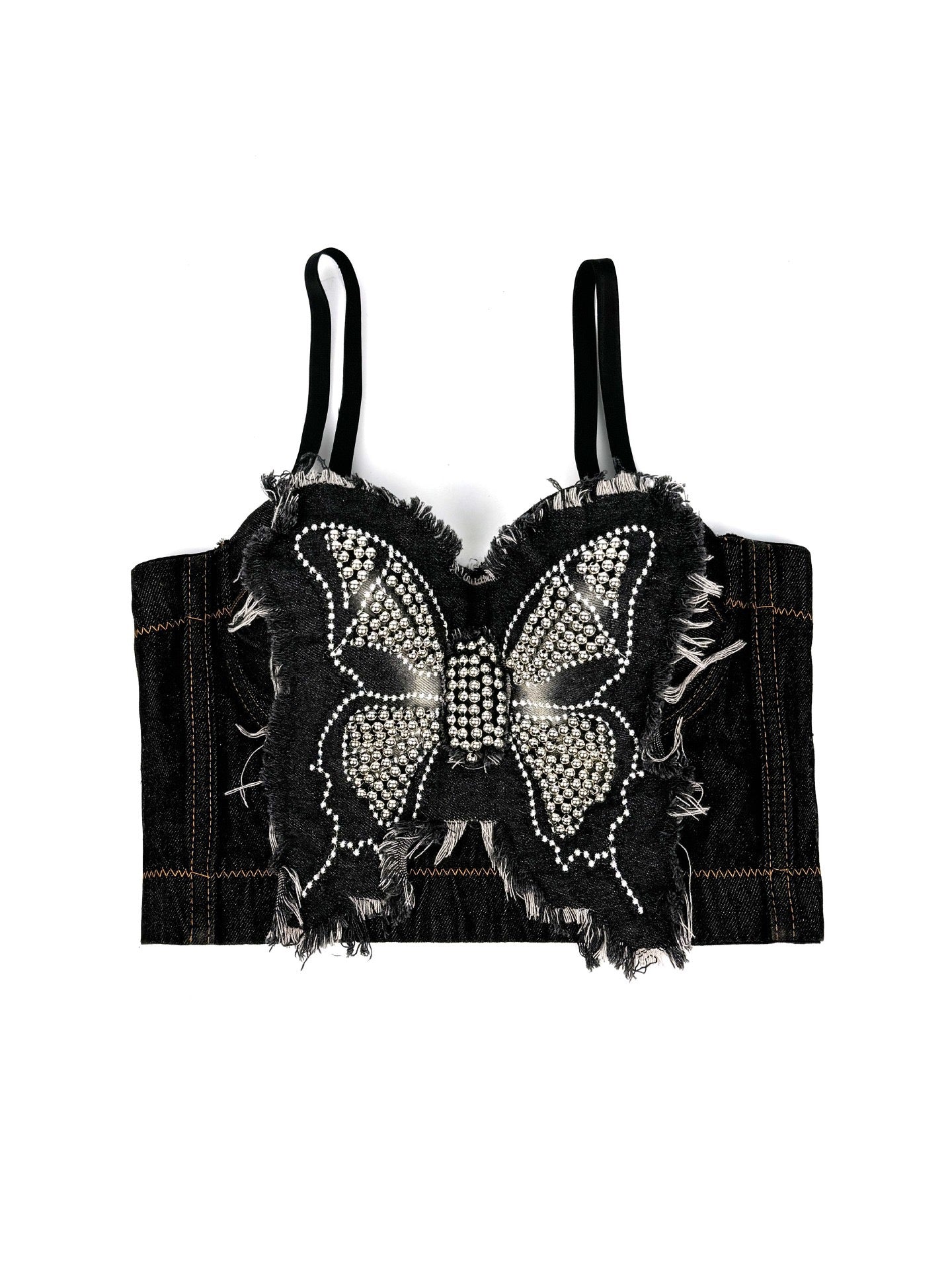 VE004 Chic Butterfly Beaded Corset-Style Tube Top