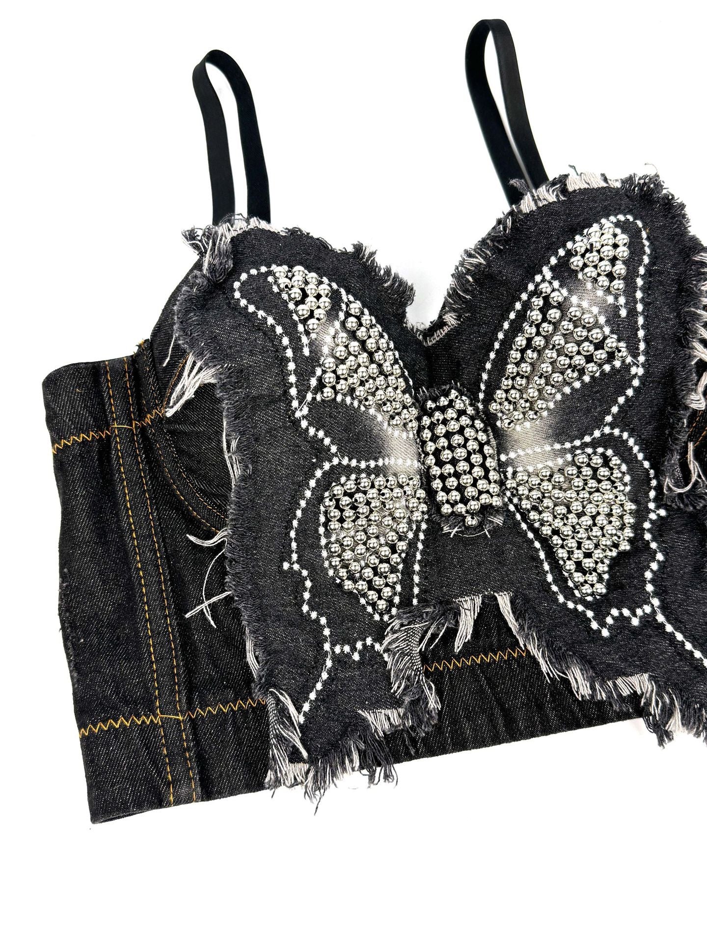 VE004 Chic Butterfly Beaded Corset-Style Tube Top
