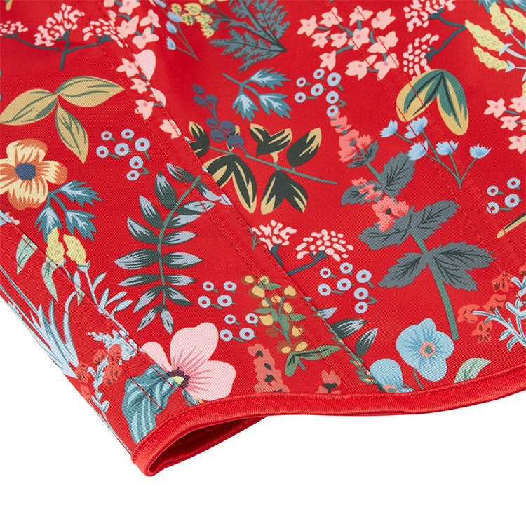 VE17 Black Floral Tube Top with Adjustable Tie Straps