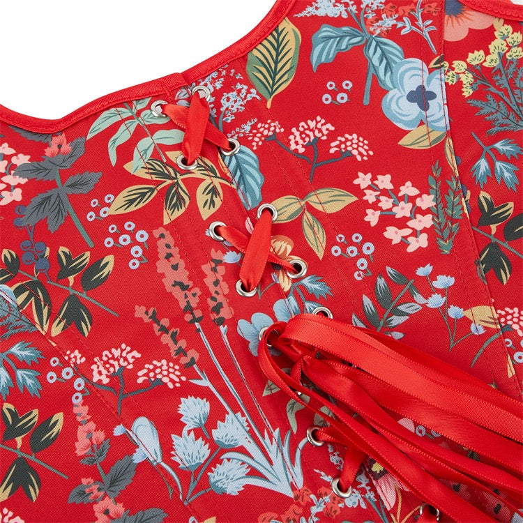 VE17 Black Floral Tube Top with Adjustable Tie Straps