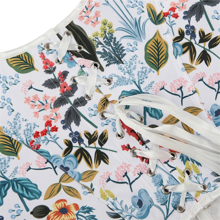 VE17 Black Floral Tube Top with Adjustable Tie Straps