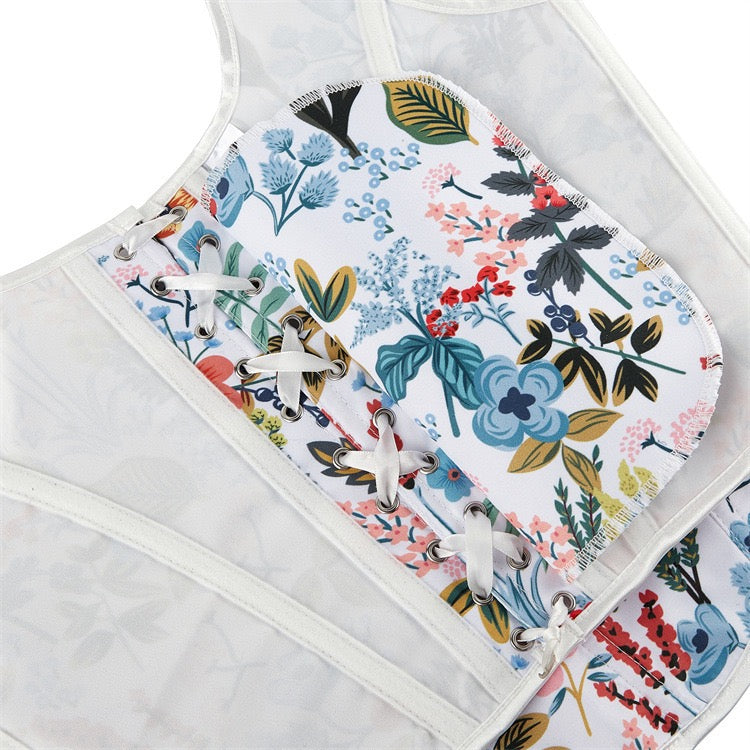 VE17 Black Floral Tube Top with Adjustable Tie Straps