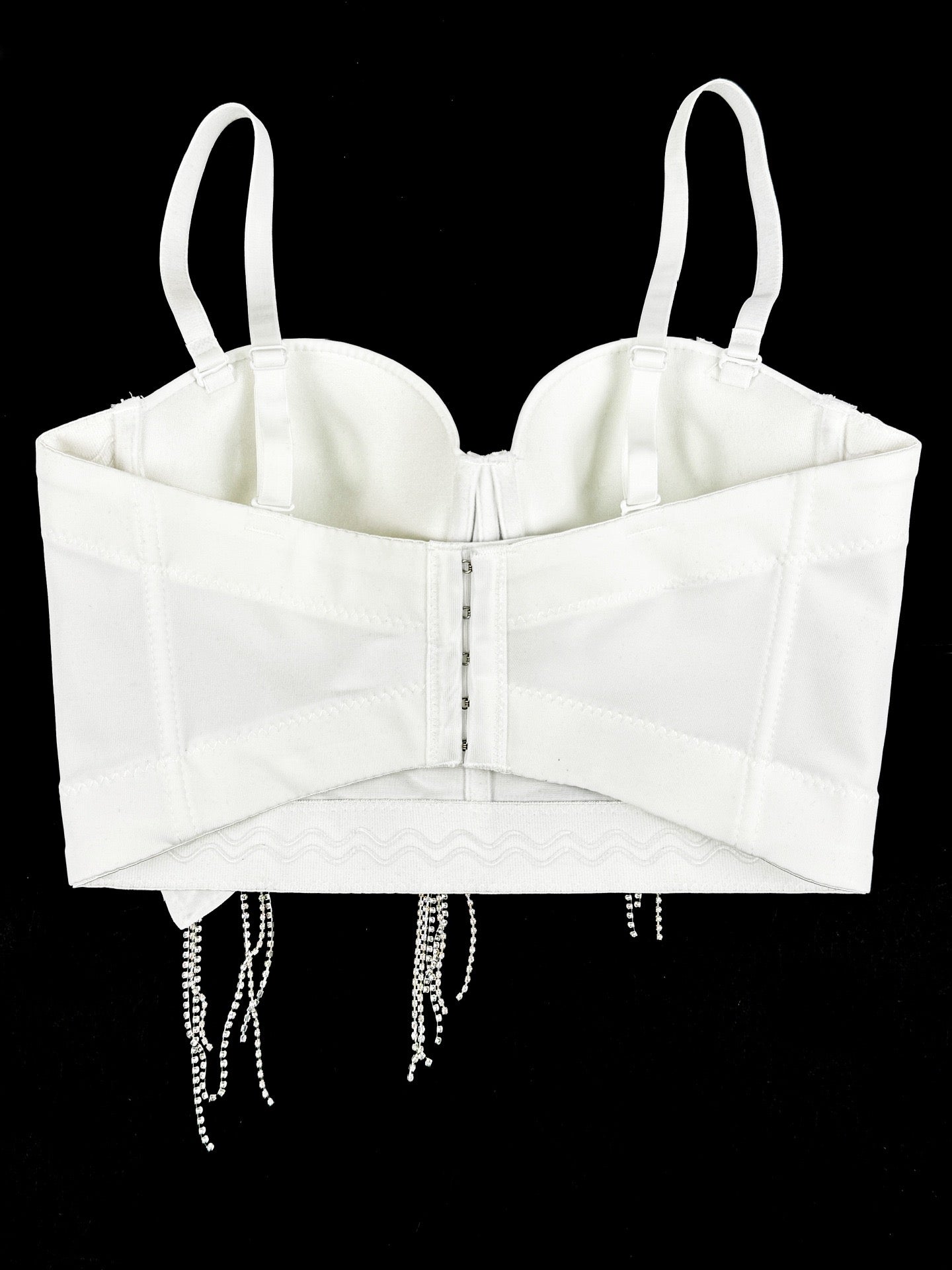 VE19Y Rhinestone Tassel Fishbone Corset Top ¨C Dazzle Pink