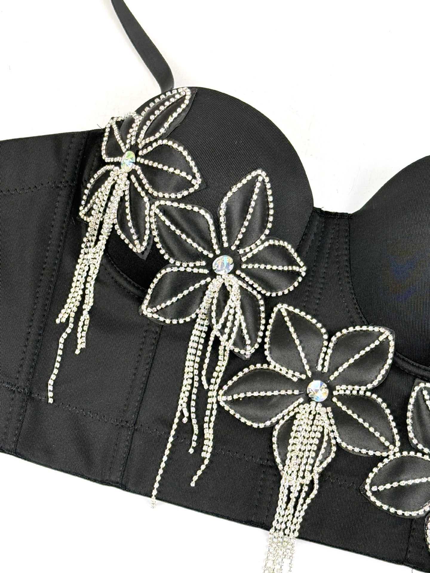 VE19Y Rhinestone Tassel Fishbone Corset Top ¨C Dazzle Pink