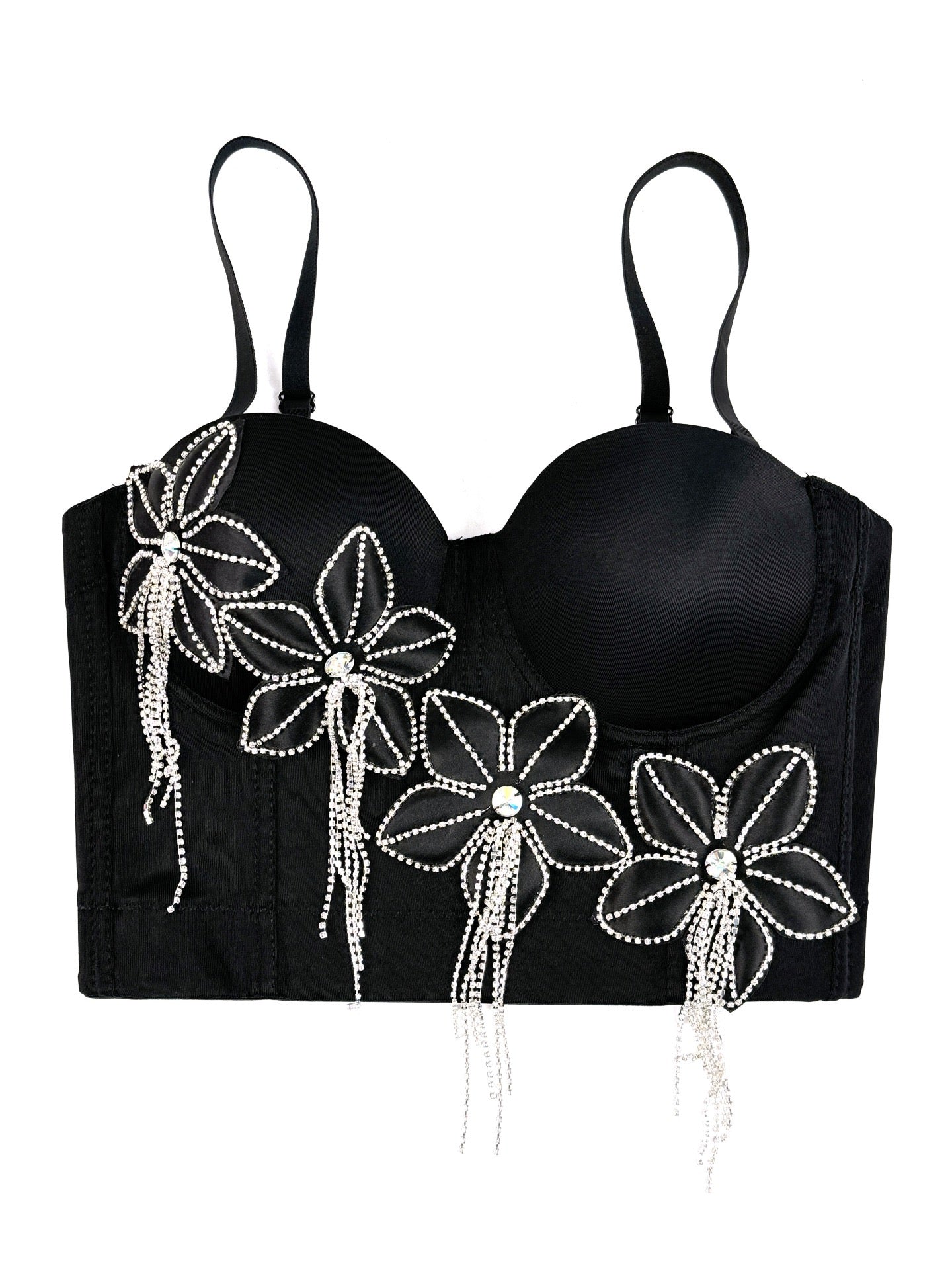 VE19Y Rhinestone Tassel Fishbone Corset Top ¨C Dazzle Pink