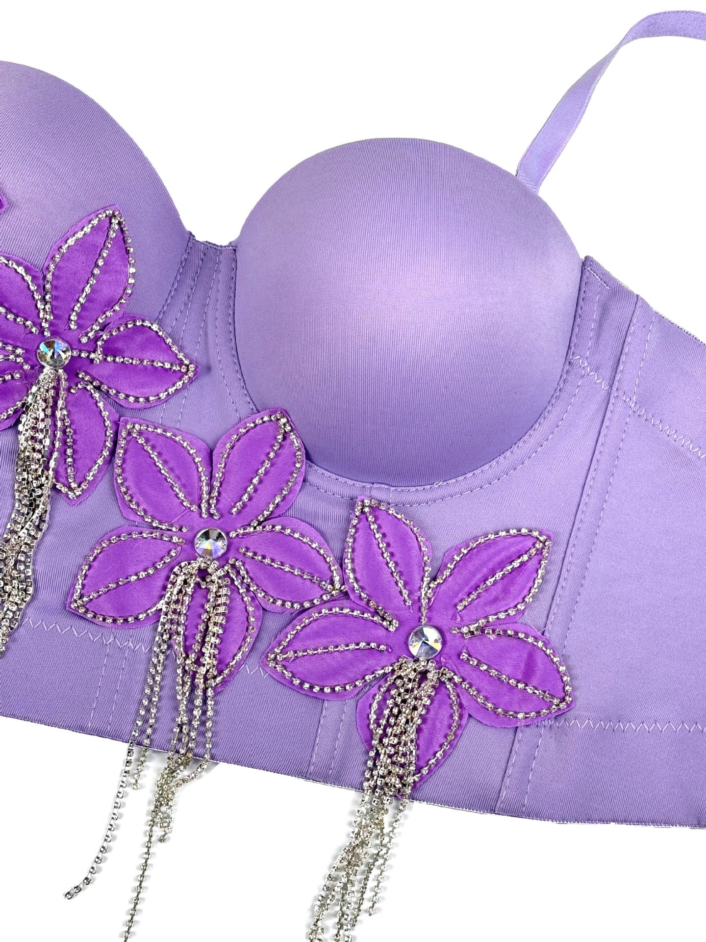 VE19Y Rhinestone Tassel Fishbone Corset Top ¨C Dazzle Pink