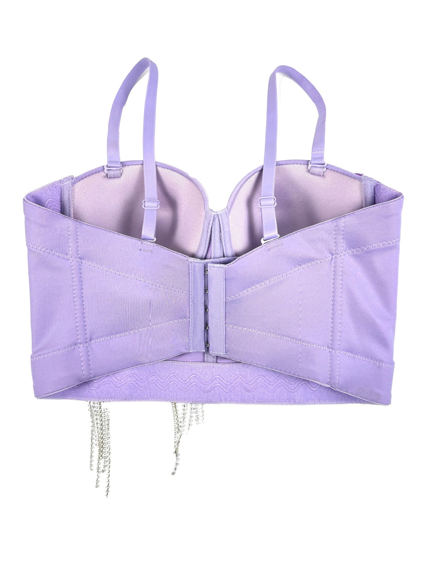 VE19Y Rhinestone Tassel Fishbone Corset Top ¨C Dazzle Pink