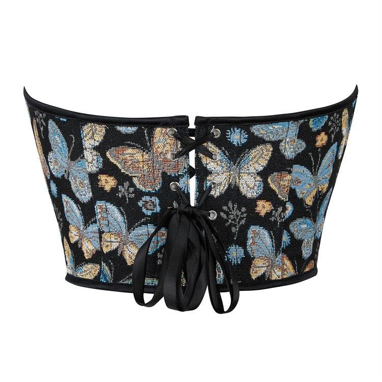 VE16Y Butterfly Print Tube Top with Push-Up Shaping Design