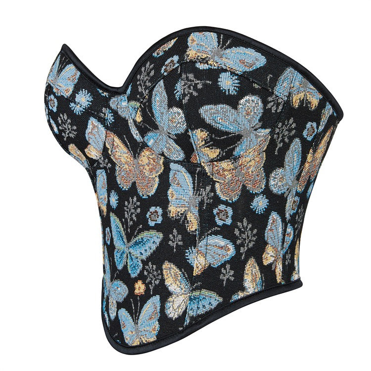 VE16Y Butterfly Print Tube Top with Push-Up Shaping Design