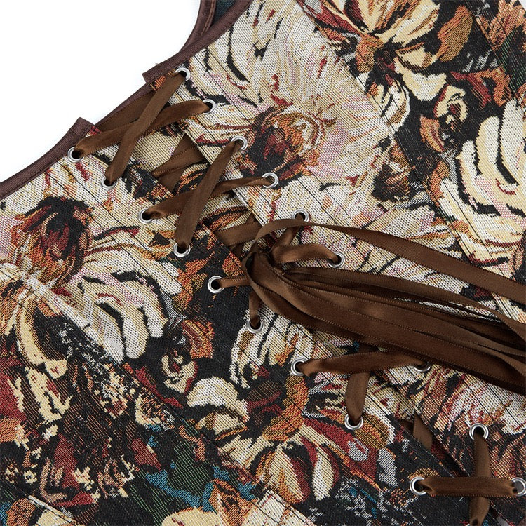 VE12 Double Strap Adjustable Tube Top with Floral Accents