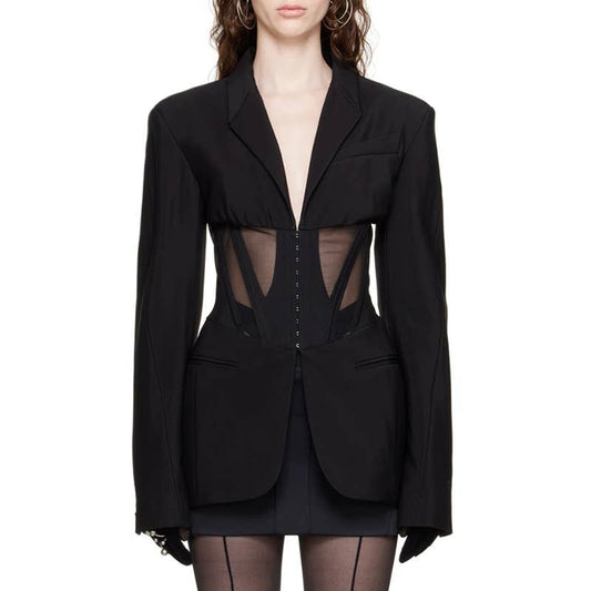 BL053 Corset Slim  Fit Blazer With Mesh Panels