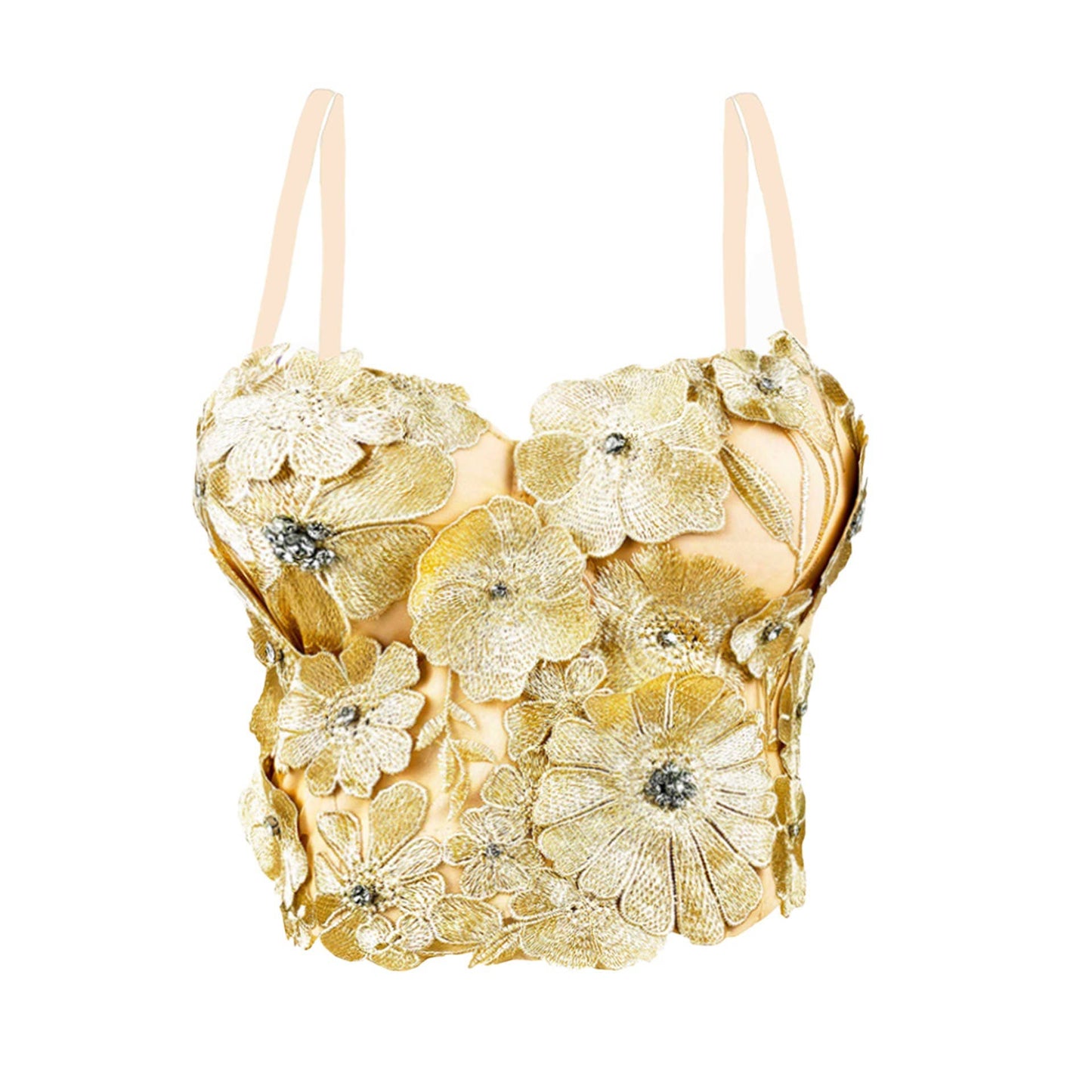 29Y Three-Dimensional Floral Diamond Tube Top with Suspender