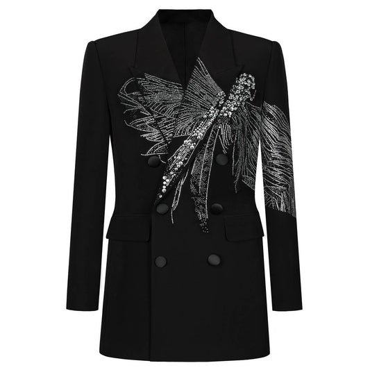 BL32Y Fall Crystal-Embellished Fitted Blazer for Women