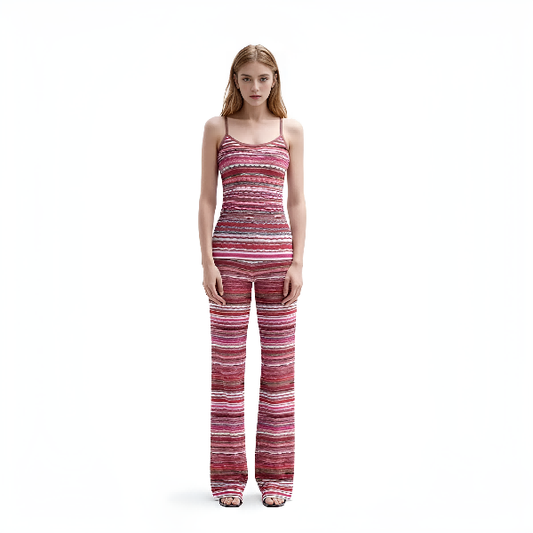SET85 Striped Knit Vest & Relaxed Trousers Fashion Set
